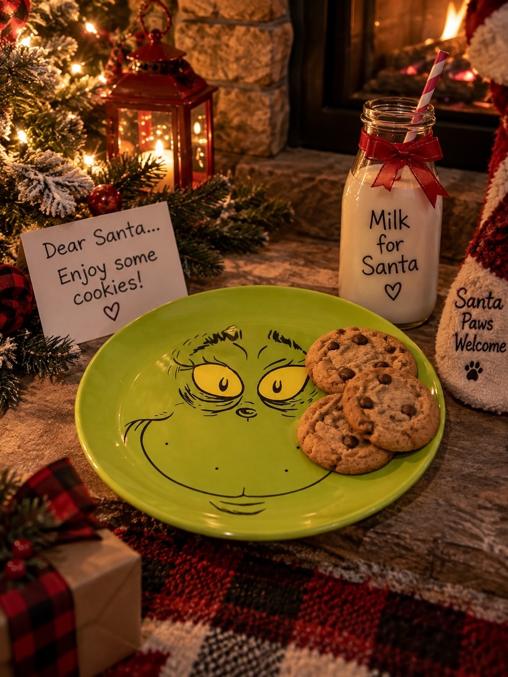 Green Grinch Cookie Plate - Holiday Serving Plate